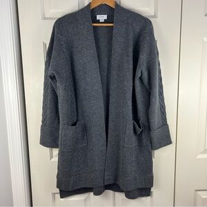 Seraphine Long Line Maternity Sweater Open Front Cardigan Size M/L Gray Wool